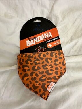 Dog collar Bandana Collar Orange Leopard Print (Reversible)